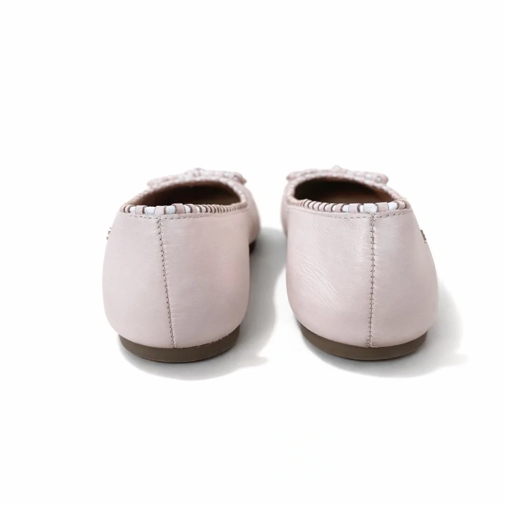 NWOT Raphaella Booz Blush Pink Leather Ballet Flats Bow Stud Trim BR 37/US 8 - Picture 5 of 10